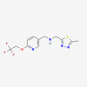 molecular formula C12H13F3N4OS B6985590 N-[(5-methyl-1,3,4-thiadiazol-2-yl)methyl]-1-[6-(2,2,2-trifluoroethoxy)pyridin-3-yl]methanamine 