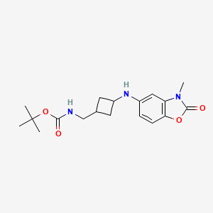 molecular formula C18H25N3O4 B6985609 tert-butyl N-[[3-[(3-methyl-2-oxo-1,3-benzoxazol-5-yl)amino]cyclobutyl]methyl]carbamate 