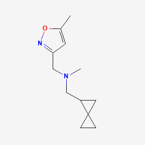 molecular formula C12H18N2O B6985627 N-methyl-N-[(5-methyl-1,2-oxazol-3-yl)methyl]-1-spiro[2.2]pentan-2-ylmethanamine 