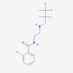 molecular formula C15H21F3N2O B6985631 N-[2-[(3,3-difluoro-2,2-dimethylbutyl)amino]ethyl]-2-fluorobenzamide 