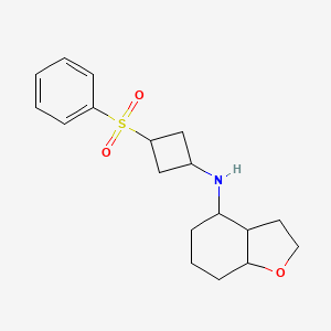molecular formula C18H25NO3S B6985636 N-[3-(benzenesulfonyl)cyclobutyl]-2,3,3a,4,5,6,7,7a-octahydro-1-benzofuran-4-amine 