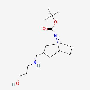 molecular formula C16H30N2O3 B6985671 Tert-butyl 3-[(3-hydroxypropylamino)methyl]-8-azabicyclo[3.2.1]octane-8-carboxylate 