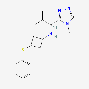 molecular formula C17H24N4S B6985683 N-[2-methyl-1-(4-methyl-1,2,4-triazol-3-yl)propyl]-3-phenylsulfanylcyclobutan-1-amine 