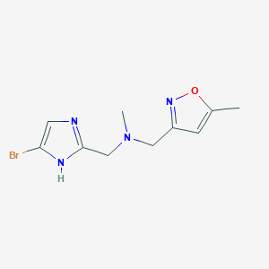 molecular formula C10H13BrN4O B6985697 N-[(5-bromo-1H-imidazol-2-yl)methyl]-N-methyl-1-(5-methyl-1,2-oxazol-3-yl)methanamine 
