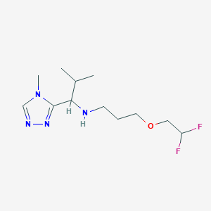 molecular formula C12H22F2N4O B6985750 N-[3-(2,2-difluoroethoxy)propyl]-2-methyl-1-(4-methyl-1,2,4-triazol-3-yl)propan-1-amine 