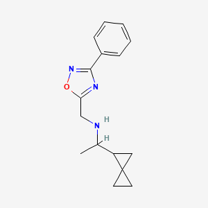 molecular formula C16H19N3O B6985786 N-[(3-phenyl-1,2,4-oxadiazol-5-yl)methyl]-1-spiro[2.2]pentan-2-ylethanamine 