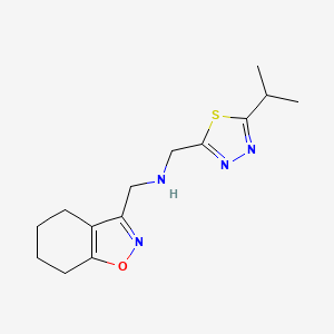 molecular formula C14H20N4OS B6985796 N-[(5-propan-2-yl-1,3,4-thiadiazol-2-yl)methyl]-1-(4,5,6,7-tetrahydro-1,2-benzoxazol-3-yl)methanamine 