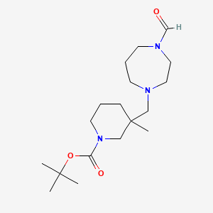 molecular formula C18H33N3O3 B6985817 Tert-butyl 3-[(4-formyl-1,4-diazepan-1-yl)methyl]-3-methylpiperidine-1-carboxylate 