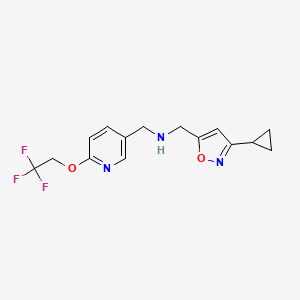 molecular formula C15H16F3N3O2 B6985834 N-[(3-cyclopropyl-1,2-oxazol-5-yl)methyl]-1-[6-(2,2,2-trifluoroethoxy)pyridin-3-yl]methanamine 