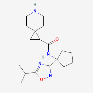 molecular formula C18H28N4O2 B6985960 N-[1-(5-propan-2-yl-1,2,4-oxadiazol-3-yl)cyclopentyl]-6-azaspiro[2.5]octane-2-carboxamide 