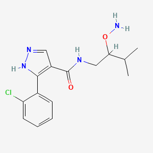 molecular formula C15H19ClN4O2 B6986008 N-(2-aminooxy-3-methylbutyl)-5-(2-chlorophenyl)-1H-pyrazole-4-carboxamide 