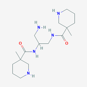 molecular formula C17H33N5O2 B6986056 N-[3-amino-2-[(3-methylpiperidine-3-carbonyl)amino]propyl]-3-methylpiperidine-3-carboxamide 