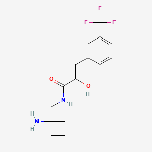 molecular formula C15H19F3N2O2 B6986227 N-[(1-aminocyclobutyl)methyl]-2-hydroxy-3-[3-(trifluoromethyl)phenyl]propanamide 
