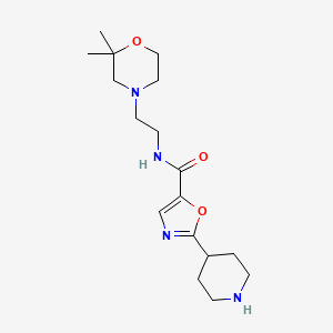 molecular formula C17H28N4O3 B6986254 N-[2-(2,2-dimethylmorpholin-4-yl)ethyl]-2-piperidin-4-yl-1,3-oxazole-5-carboxamide 
