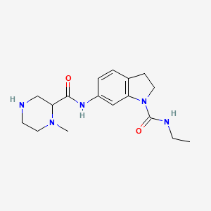 molecular formula C17H25N5O2 B6986296 N-ethyl-6-[(1-methylpiperazine-2-carbonyl)amino]-2,3-dihydroindole-1-carboxamide 