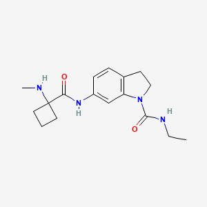 molecular formula C17H24N4O2 B6986302 N-ethyl-6-[[1-(methylamino)cyclobutanecarbonyl]amino]-2,3-dihydroindole-1-carboxamide 