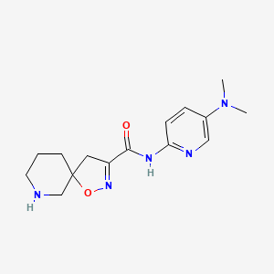 molecular formula C15H21N5O2 B6986345 N-[5-(dimethylamino)pyridin-2-yl]-1-oxa-2,9-diazaspiro[4.5]dec-2-ene-3-carboxamide 