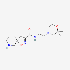 molecular formula C16H28N4O3 B6986353 N-[2-(2,2-dimethylmorpholin-4-yl)ethyl]-1-oxa-2,9-diazaspiro[4.5]dec-2-ene-3-carboxamide 