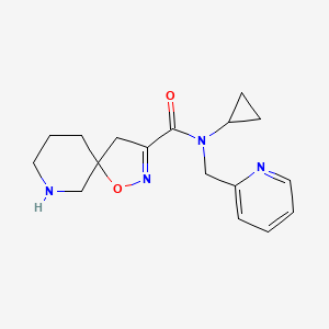 molecular formula C17H22N4O2 B6986363 N-cyclopropyl-N-(pyridin-2-ylmethyl)-1-oxa-2,9-diazaspiro[4.5]dec-2-ene-3-carboxamide 