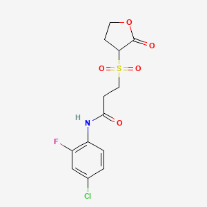 molecular formula C13H13ClFNO5S B6986498 N-(4-chloro-2-fluorophenyl)-3-(2-oxooxolan-3-yl)sulfonylpropanamide 