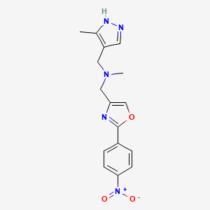 molecular formula C16H17N5O3 B6986589 N-methyl-N-[(5-methyl-1H-pyrazol-4-yl)methyl]-1-[2-(4-nitrophenyl)-1,3-oxazol-4-yl]methanamine 