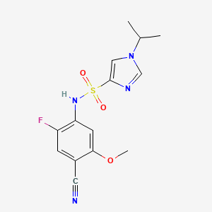 molecular formula C14H15FN4O3S B6986650 N-(4-cyano-2-fluoro-5-methoxyphenyl)-1-propan-2-ylimidazole-4-sulfonamide 