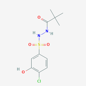 molecular formula C11H15ClN2O4S B6986681 N'-(4-chloro-3-hydroxyphenyl)sulfonyl-2,2-dimethylpropanehydrazide 