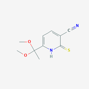 molecular formula C10H12N2O2S B069867 6-(1,1-Dimethoxyethyl)-2-mercaptonicotinonitrile CAS No. 175277-41-5