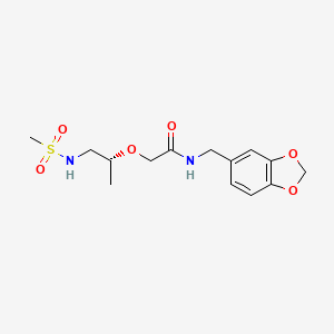 molecular formula C14H20N2O6S B6986732 N-(1,3-benzodioxol-5-ylmethyl)-2-[(2R)-1-(methanesulfonamido)propan-2-yl]oxyacetamide 