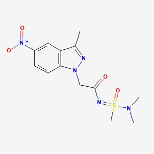 molecular formula C13H17N5O4S B6986791 N-(dimethylamino-methyl-oxo-lambda6-sulfanylidene)-2-(3-methyl-5-nitroindazol-1-yl)acetamide 
