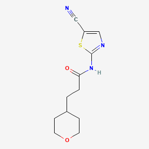 molecular formula C12H15N3O2S B6986900 N-(5-cyano-1,3-thiazol-2-yl)-3-(oxan-4-yl)propanamide 
