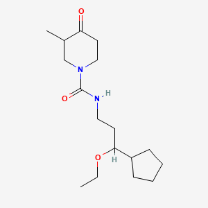 molecular formula C17H30N2O3 B6987038 N-(3-cyclopentyl-3-ethoxypropyl)-3-methyl-4-oxopiperidine-1-carboxamide 
