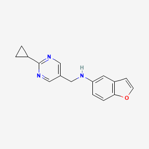 molecular formula C16H15N3O B6987193 N-[(2-cyclopropylpyrimidin-5-yl)methyl]-1-benzofuran-5-amine 