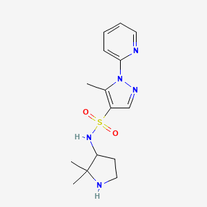 molecular formula C15H21N5O2S B6987278 N-(2,2-dimethylpyrrolidin-3-yl)-5-methyl-1-pyridin-2-ylpyrazole-4-sulfonamide 