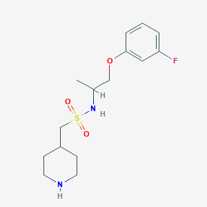 molecular formula C15H23FN2O3S B6987321 N-[1-(3-fluorophenoxy)propan-2-yl]-1-piperidin-4-ylmethanesulfonamide 
