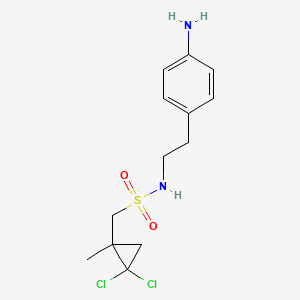 molecular formula C13H18Cl2N2O2S B6987361 N-[2-(4-aminophenyl)ethyl]-1-(2,2-dichloro-1-methylcyclopropyl)methanesulfonamide 