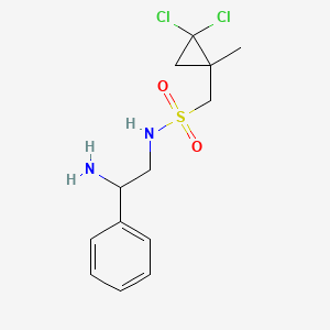 molecular formula C13H18Cl2N2O2S B6987373 N-(2-amino-2-phenylethyl)-1-(2,2-dichloro-1-methylcyclopropyl)methanesulfonamide 