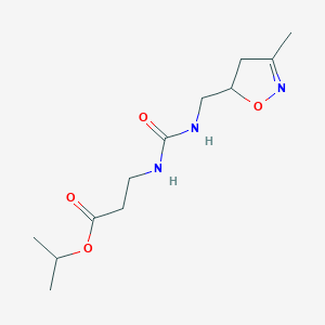 molecular formula C12H21N3O4 B6987713 Propan-2-yl 3-[(3-methyl-4,5-dihydro-1,2-oxazol-5-yl)methylcarbamoylamino]propanoate 