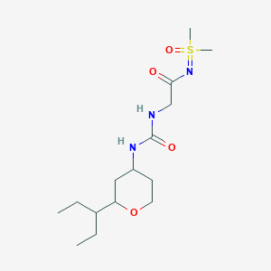 molecular formula C15H29N3O4S B6987727 N-[dimethyl(oxo)-lambda6-sulfanylidene]-2-[(2-pentan-3-yloxan-4-yl)carbamoylamino]acetamide 