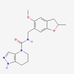 molecular formula C18H22N4O3 B6987791 N-[(5-methoxy-2-methyl-2,3-dihydro-1-benzofuran-6-yl)methyl]-1,5,6,7-tetrahydropyrazolo[4,3-b]pyridine-4-carboxamide 