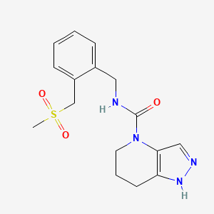 molecular formula C16H20N4O3S B6987795 N-[[2-(methylsulfonylmethyl)phenyl]methyl]-1,5,6,7-tetrahydropyrazolo[4,3-b]pyridine-4-carboxamide 
