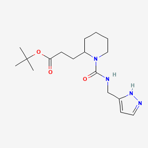 molecular formula C17H28N4O3 B6987809 tert-butyl 3-[1-(1H-pyrazol-5-ylmethylcarbamoyl)piperidin-2-yl]propanoate 