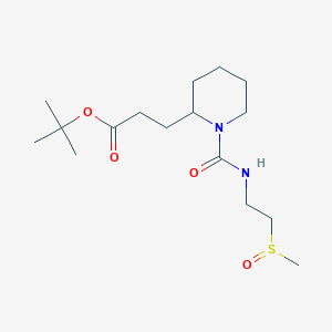 molecular formula C16H30N2O4S B6987823 Tert-butyl 3-[1-(2-methylsulfinylethylcarbamoyl)piperidin-2-yl]propanoate 