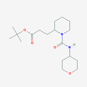 molecular formula C18H32N2O4 B6987827 Tert-butyl 3-[1-(oxan-4-ylcarbamoyl)piperidin-2-yl]propanoate 