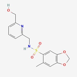 molecular formula C15H16N2O5S B6987912 N-[[6-(hydroxymethyl)pyridin-2-yl]methyl]-6-methyl-1,3-benzodioxole-5-sulfonamide 