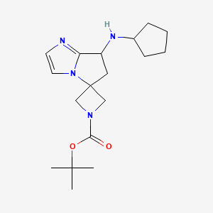 molecular formula C18H28N4O2 B6988084 Tert-butyl 7-(cyclopentylamino)spiro[6,7-dihydropyrrolo[1,2-a]imidazole-5,3'-azetidine]-1'-carboxylate 