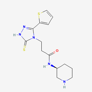 molecular formula C14H19N5OS2 B6988625 N-[(3S)-piperidin-3-yl]-3-(5-sulfanylidene-3-thiophen-2-yl-1H-1,2,4-triazol-4-yl)propanamide 