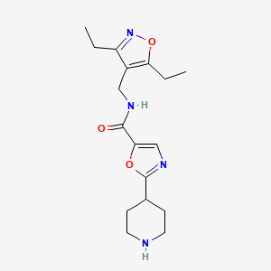 molecular formula C17H24N4O3 B6988646 N-[(3,5-diethyl-1,2-oxazol-4-yl)methyl]-2-piperidin-4-yl-1,3-oxazole-5-carboxamide 