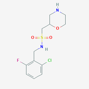 molecular formula C12H16ClFN2O3S B6988701 N-[(2-chloro-6-fluorophenyl)methyl]-1-morpholin-2-ylmethanesulfonamide 