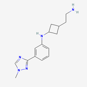 molecular formula C15H21N5 B6988710 N-[3-(2-aminoethyl)cyclobutyl]-3-(1-methyl-1,2,4-triazol-3-yl)aniline 